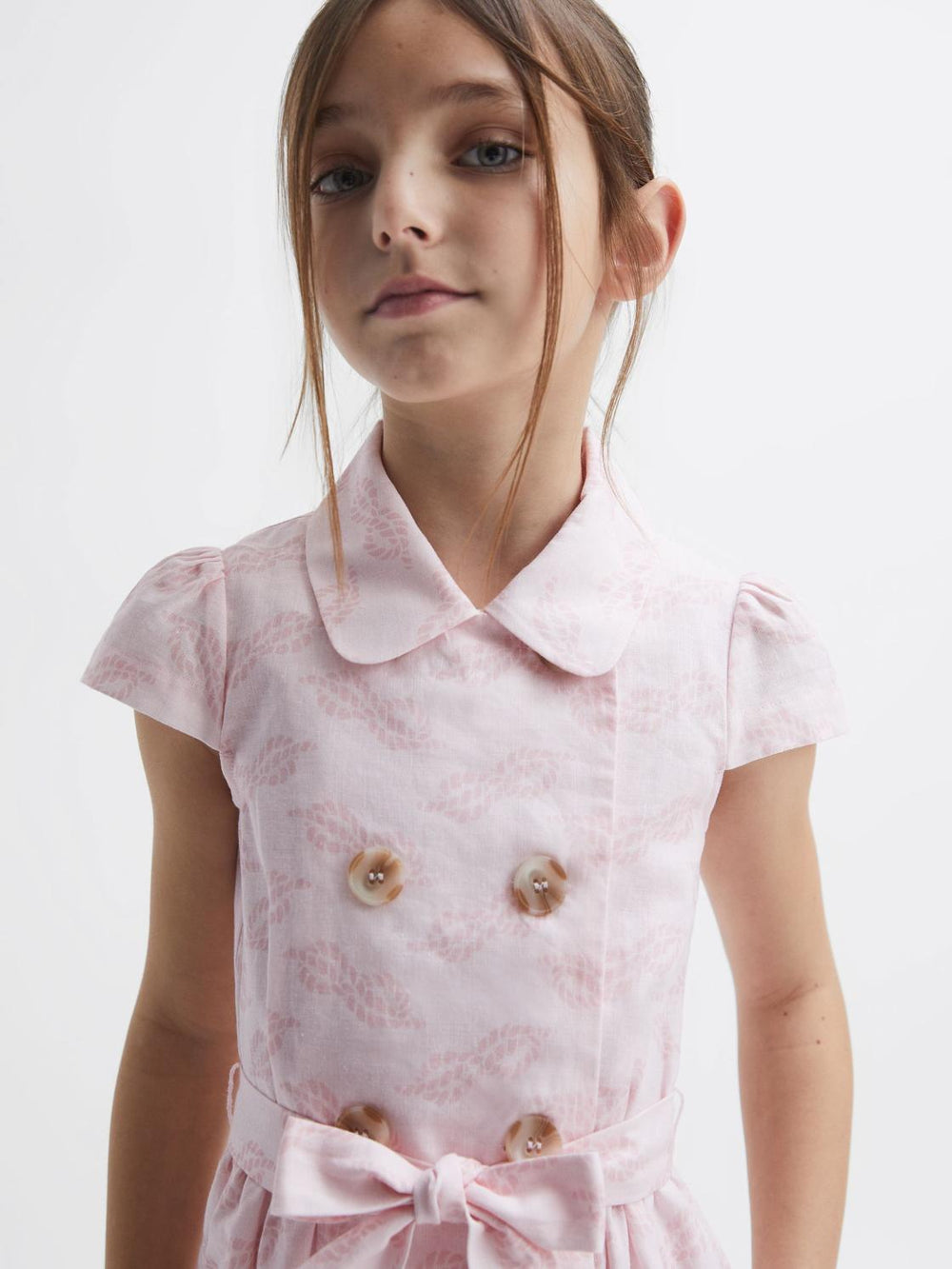 Reiss Dresses & Jumpsuits | Jacie Cap Sleeve Double Breasted Dress Pink Print - Children
