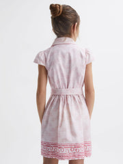 Reiss Dresses & Jumpsuits | Jacie Cap Sleeve Double Breasted Dress Pink Print - Children