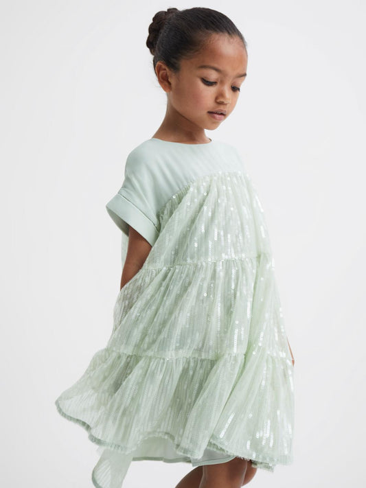 Reiss Dresses & Jumpsuits | Luci Sequin Tiered Dress Pale Pink - Children