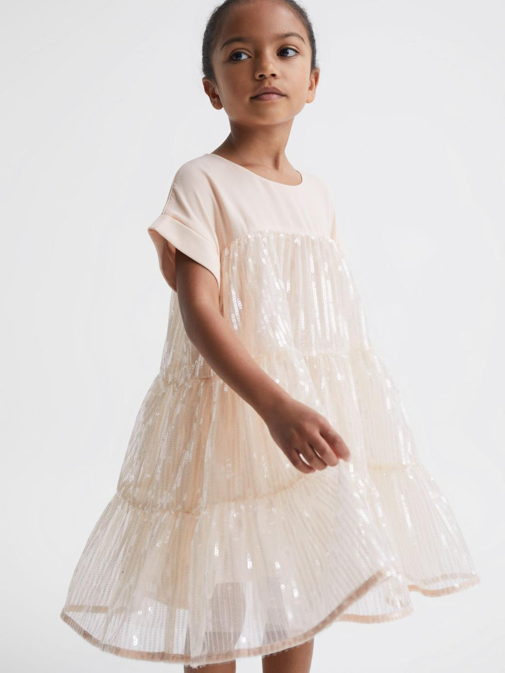 Reiss Dresses & Jumpsuits | Luci Sequin Tiered Dress Pale Pink - Children
