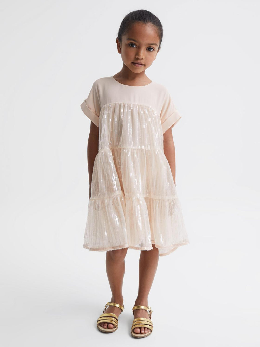 Reiss Dresses & Jumpsuits | Luci Sequin Tiered Dress Pale Pink - Children