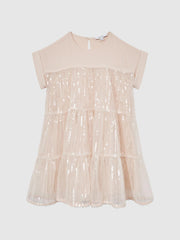 Reiss Dresses & Jumpsuits | Luci Sequin Tiered Dress Pale Pink - Children
