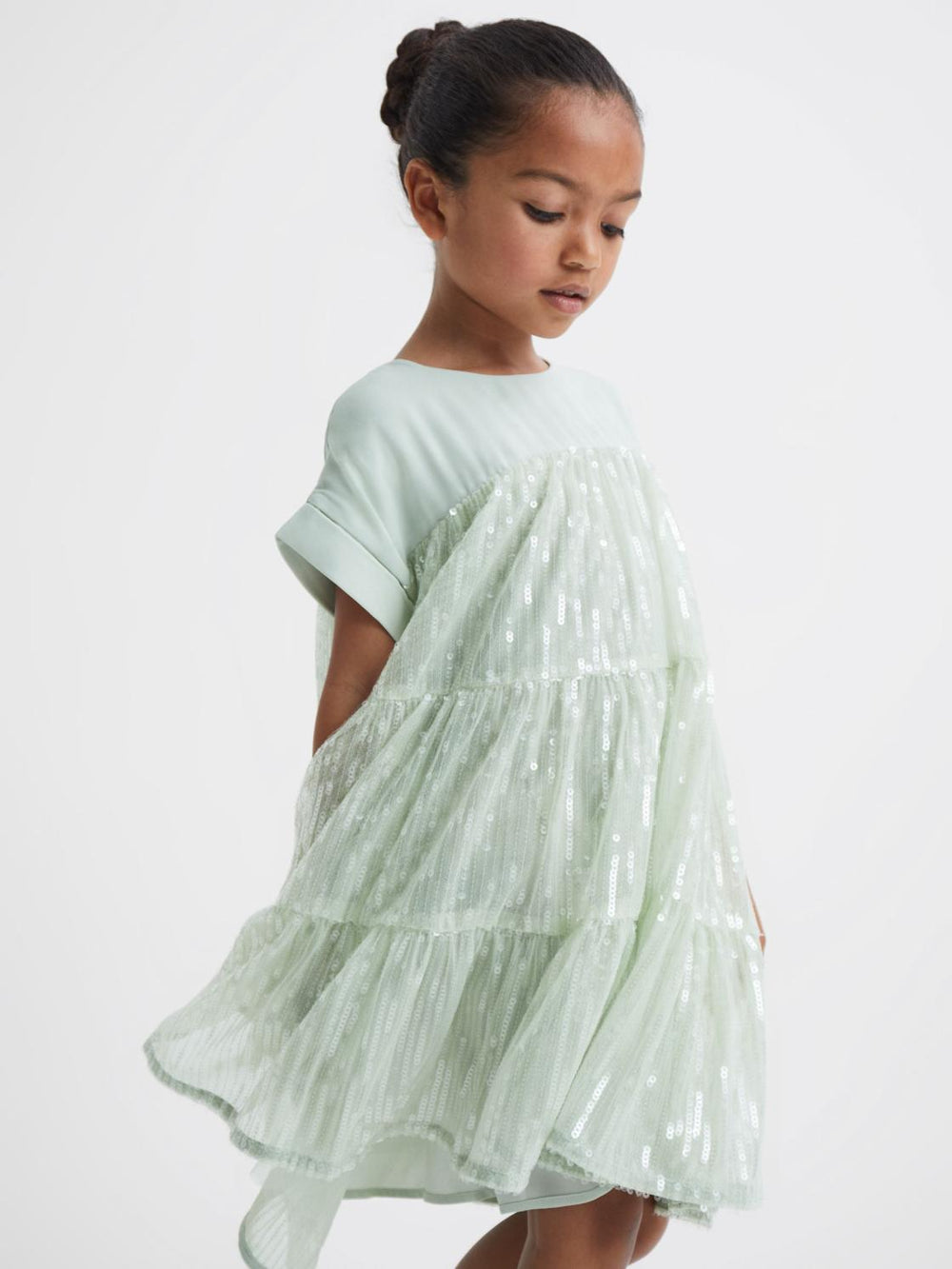 Reiss Dresses & Jumpsuits | Luci Sequin Tiered Dress Sage - Children