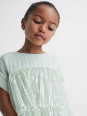 Reiss Dresses & Jumpsuits | Luci Sequin Tiered Dress Sage - Children