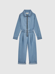 Reiss Dresses & Jumpsuits | Molly Denim Zip Front Jumpsuit Mid Blue - Children