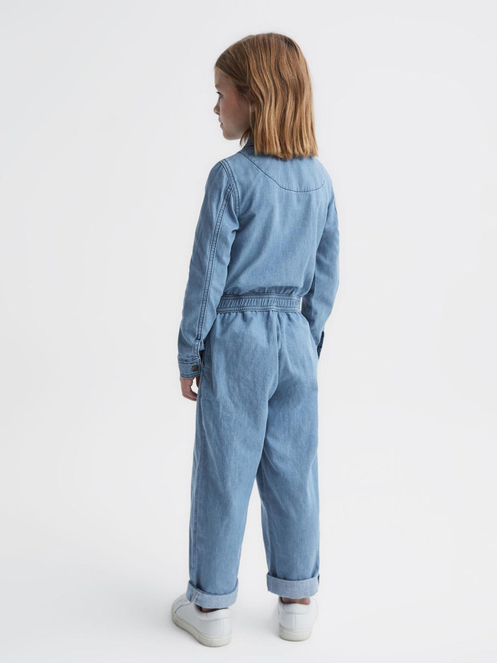 Reiss Dresses & Jumpsuits | Molly Denim Zip Front Jumpsuit Mid Blue - Children