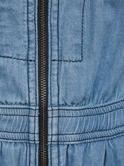 Reiss Dresses & Jumpsuits | Molly Denim Zip Front Jumpsuit Mid Blue - Children