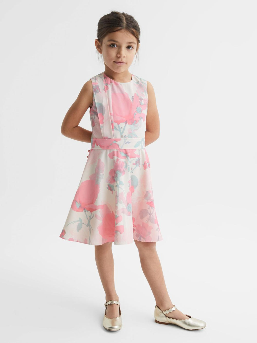 Reiss Dresses & Jumpsuits | Monica Floral Printed Belted Dress Pink - Children