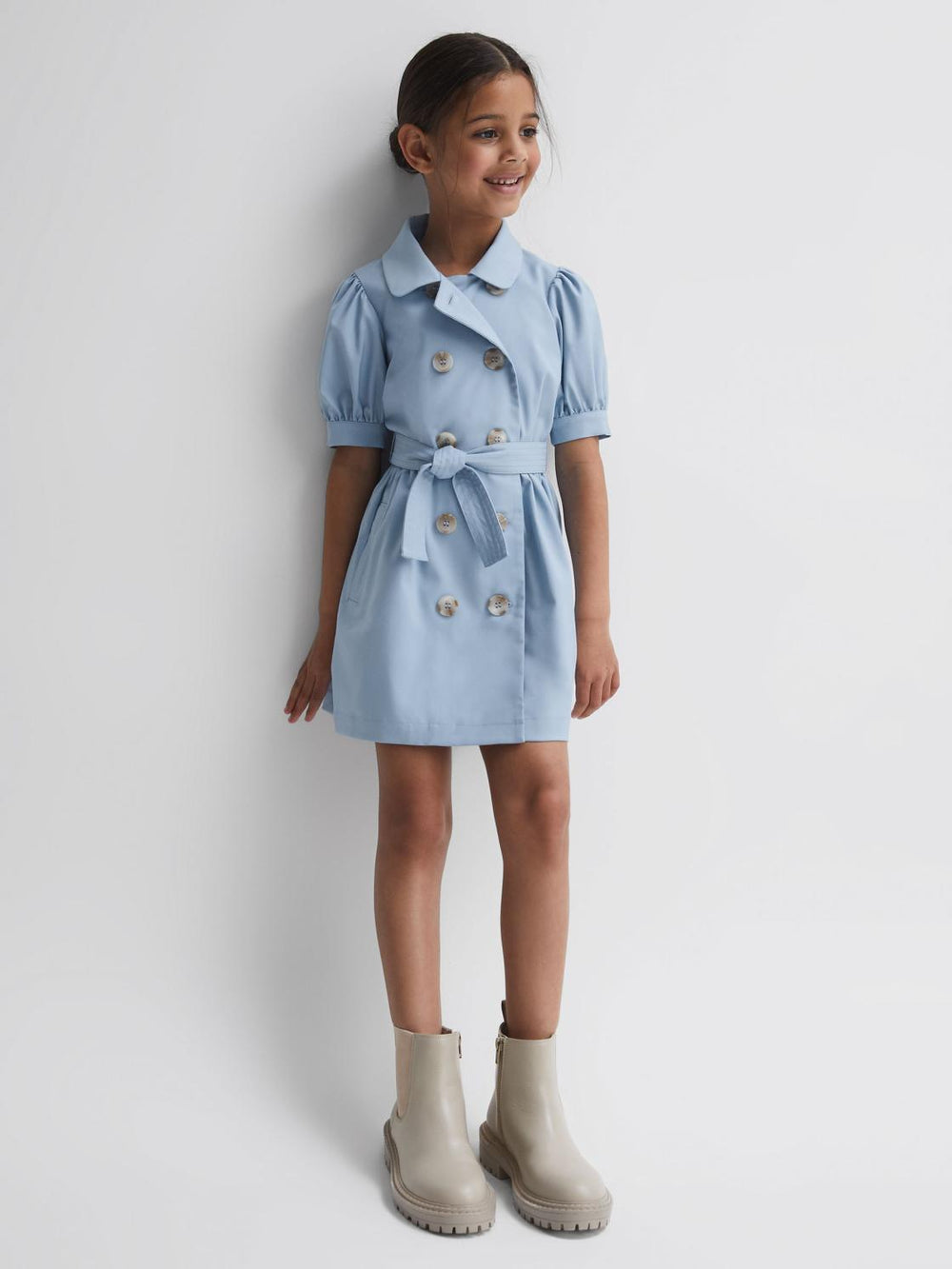 Reiss Dresses & Jumpsuits | Naomi Puff Sleeve Belted Dress Blue - Children