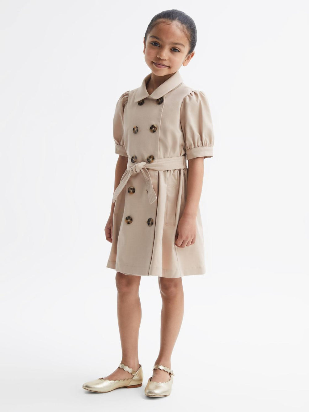 Reiss Dresses & Jumpsuits | Naomi Puff Sleeve Belted Dress Camel - Children