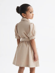 Reiss Dresses & Jumpsuits | Naomi Puff Sleeve Belted Dress Camel - Children