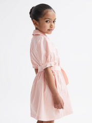 Reiss Dresses & Jumpsuits | Naomi Puff Sleeve Belted Dress Pink - Children