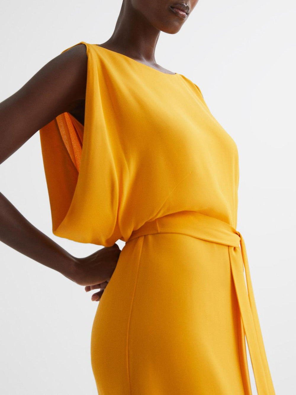 Reiss Dresses | Kalea Split Sleeve Midi Dress Yellow - Women