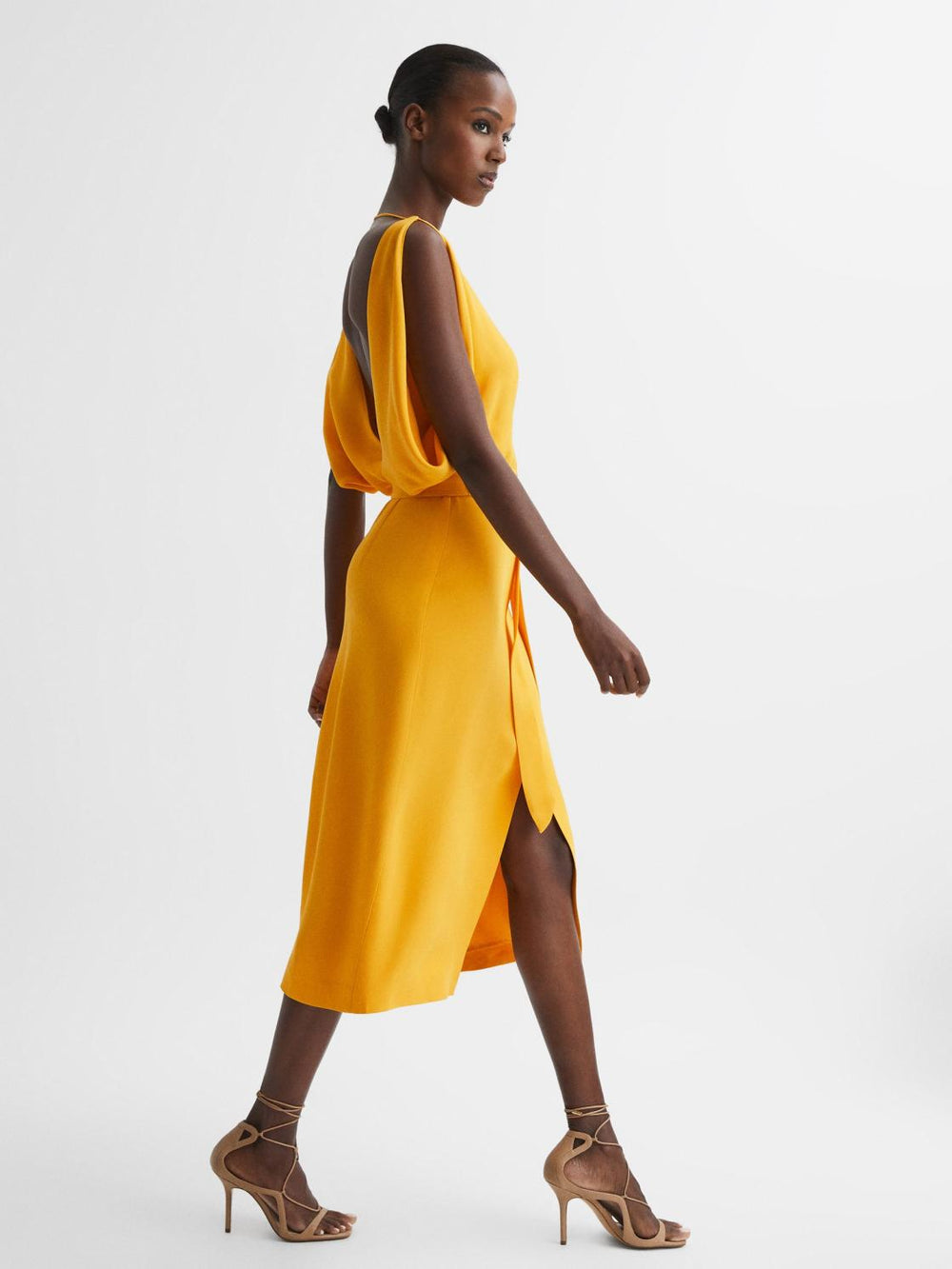 Reiss Dresses | Kalea Split Sleeve Midi Dress Yellow - Women