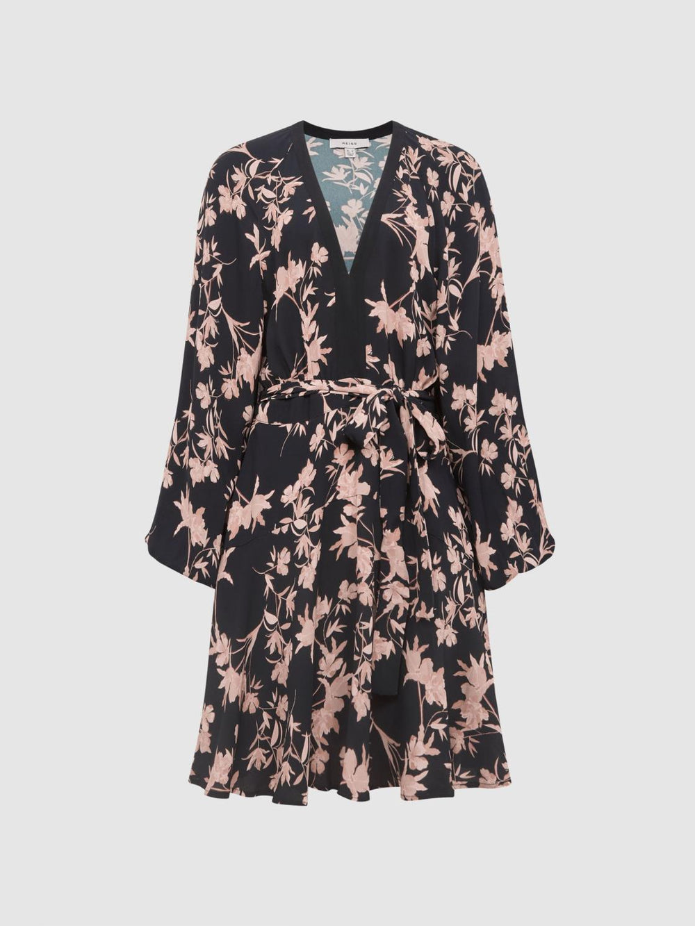 Reiss Dresses | Kerina Floral Print V-Neck Dress Pink/black - Women