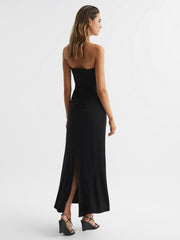 Reiss Dresses | Lana Plunge Neck Halter Maxi Dress Black - Women