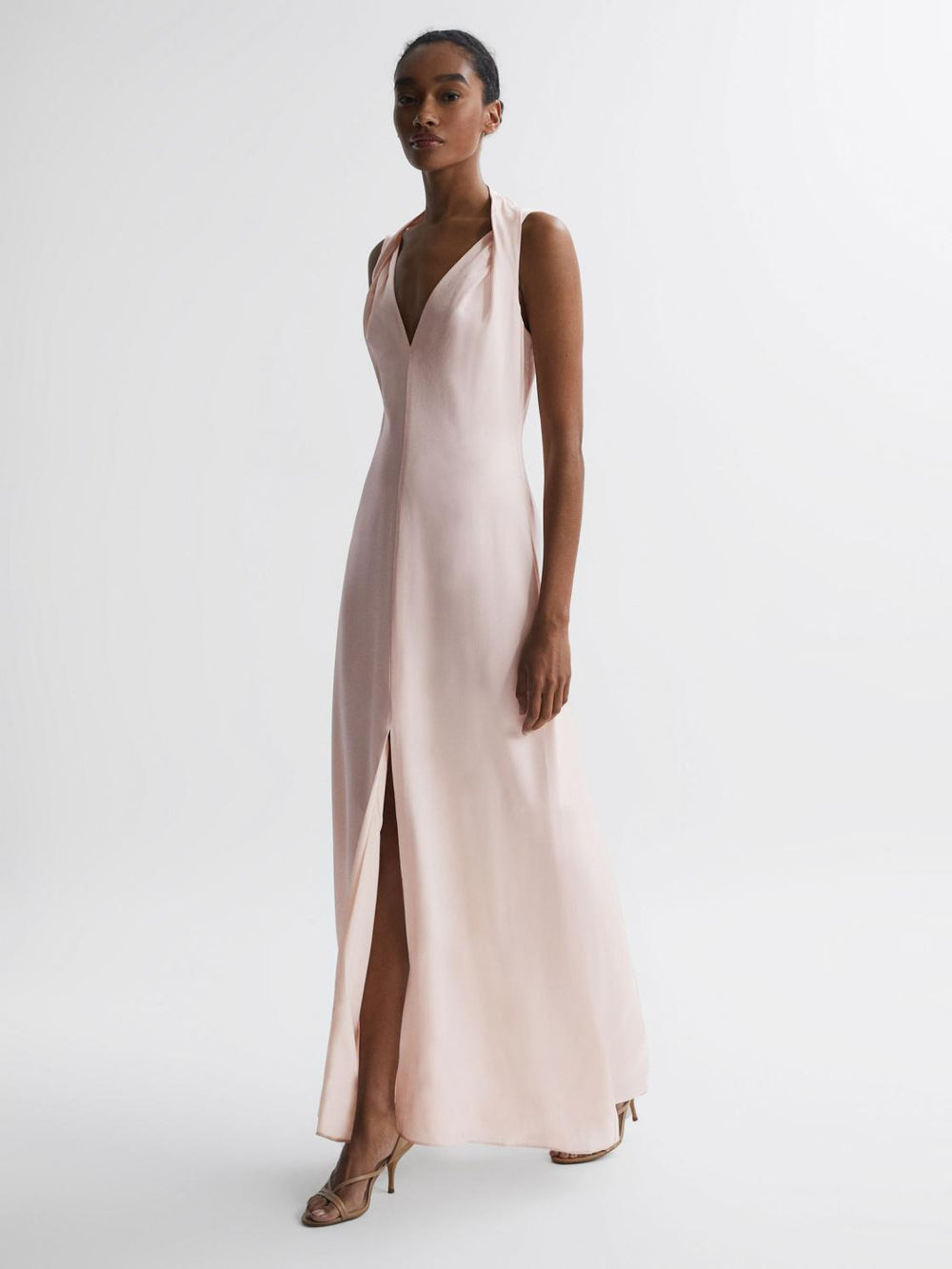 Reiss Dresses | Lila Bridesmaid Twist Detail Midi Dress Nude - Women