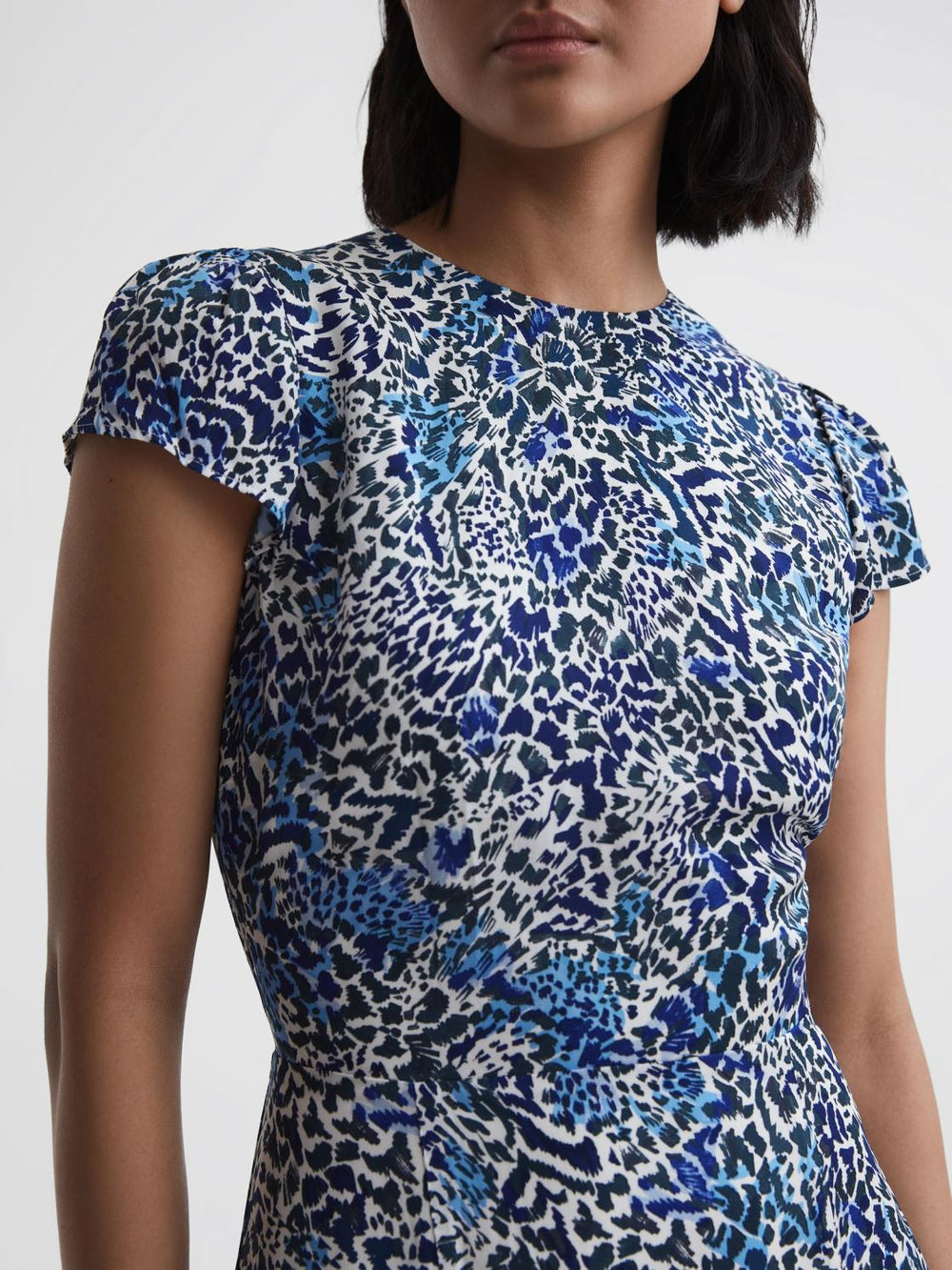 Reiss Dresses | Livia Floral Cut-Out Back Midi Dress Blue - Women