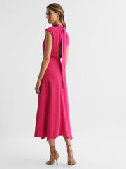 Reiss Dresses | Livvy Open Back Midi Dress Bright Pink - Women