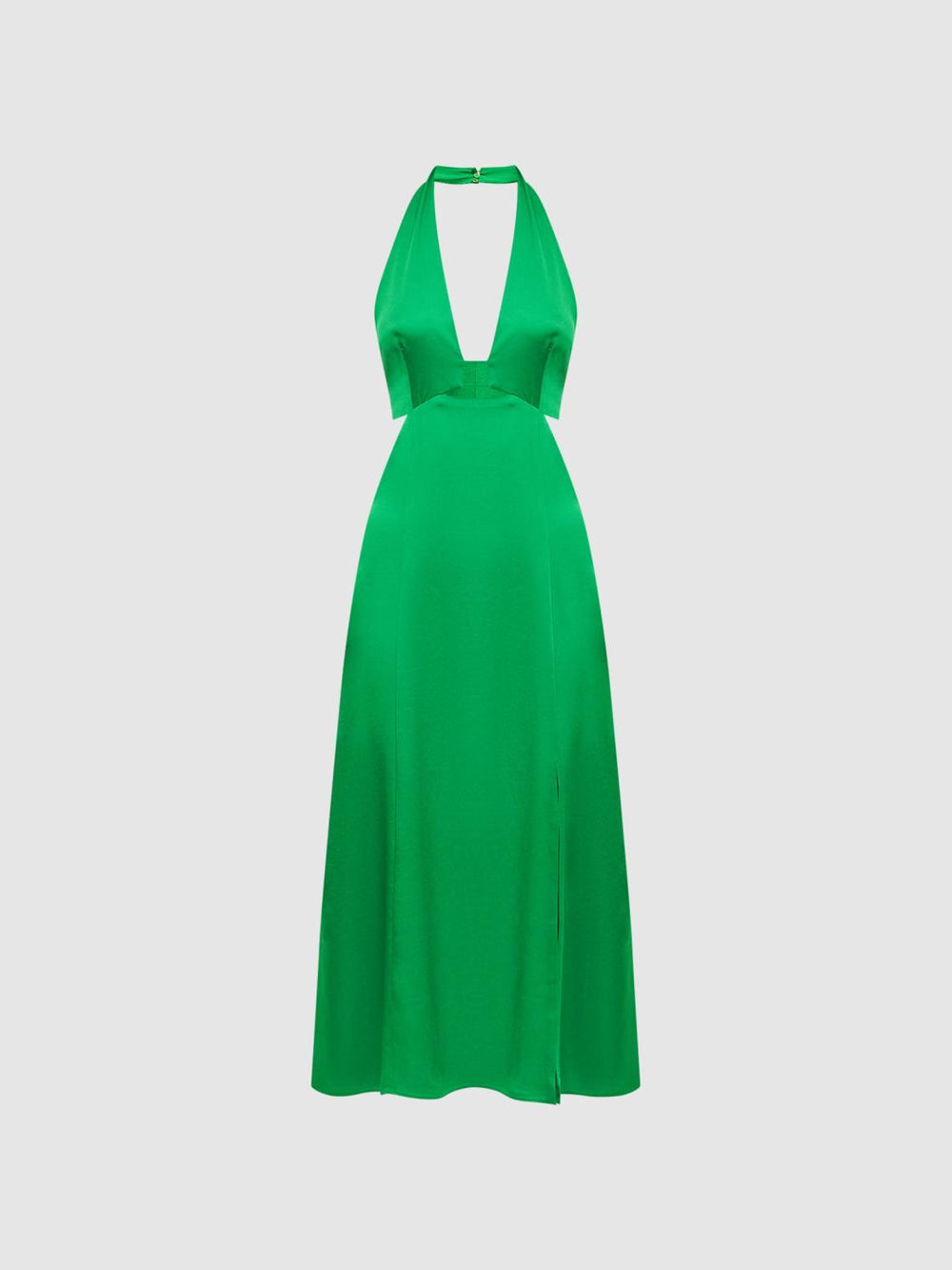 Reiss Dresses | Maia Fitted Halter Neck Midi Dress Green - Women
