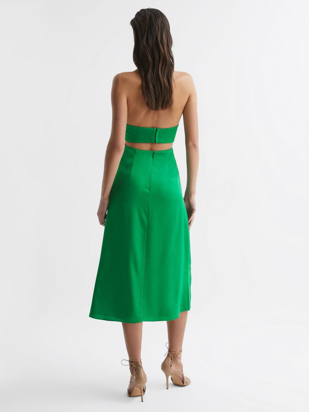 Reiss Dresses | Maia Fitted Halter Neck Midi Dress Green - Women