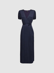 Reiss Dresses | Manuela Paige V-Neck Belted Midi Dress Dark Galaxy - Women