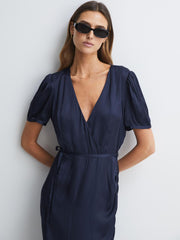 Reiss Dresses | Manuela Paige V-Neck Belted Midi Dress Dark Galaxy - Women