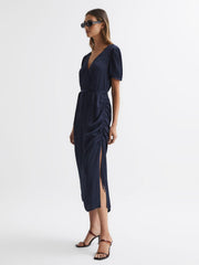 Reiss Dresses | Manuela Paige V-Neck Belted Midi Dress Dark Galaxy - Women