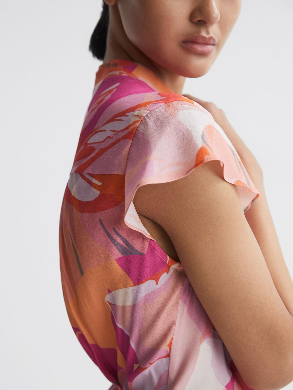 Reiss Dresses | Marseille Tropical Print Layered Mini Dress Pink/coral - Women