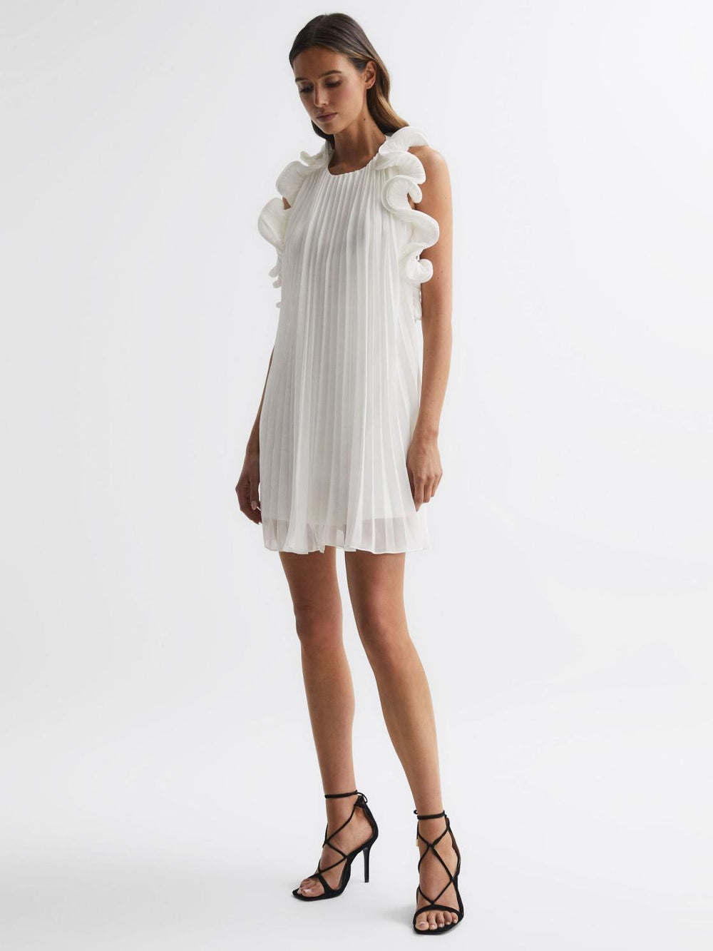 Reiss Dresses | Mimi Amur Halter Neck Frill Mini Dress Miami Sky - Women