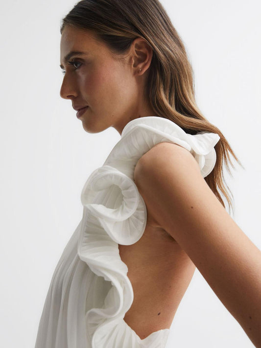 Reiss Dresses | Mimi Amur Halter Neck Frill Mini Dress Miami Sky - Women