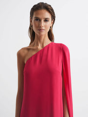 Reiss Dresses | Nina Cape One Shoulder Maxi Dress Bright Pink - Women