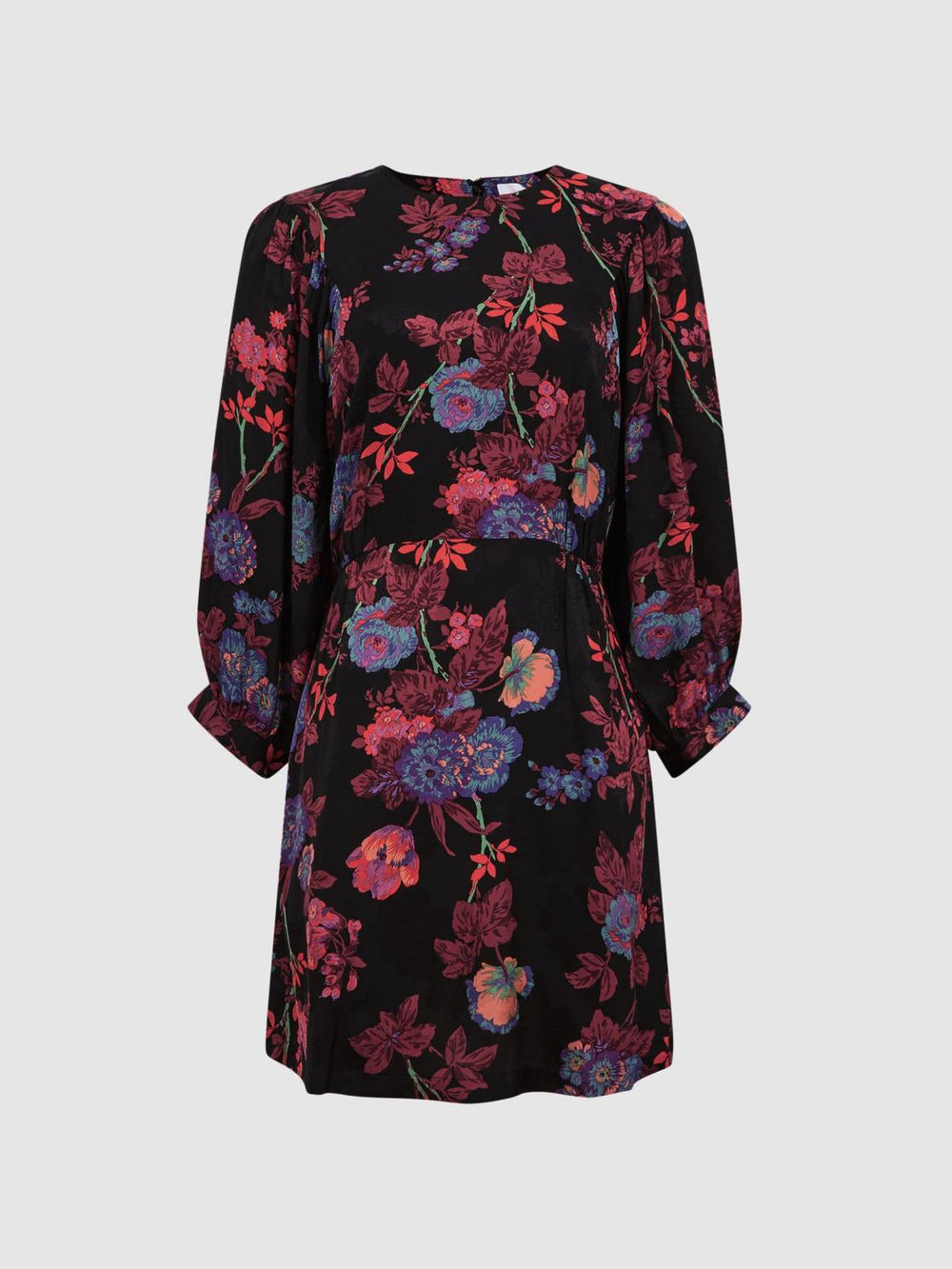 Reiss Dresses | Paulina Fitted Floral Print Mini Dress Black/pink - Women