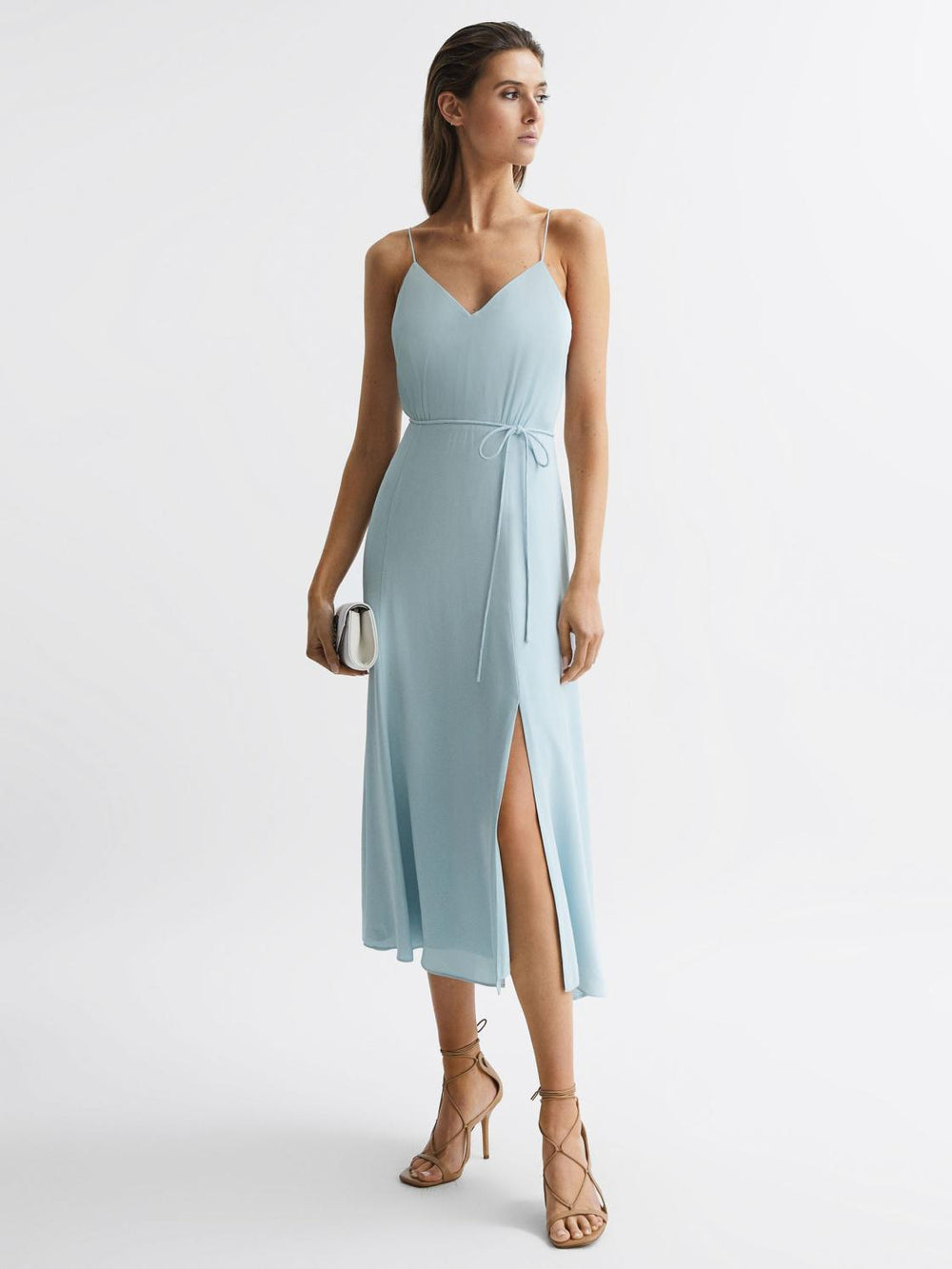 Reiss Dresses | Penny Fitted V-Neck Midi Dress Blue - Women