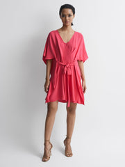 Reiss Dresses | Peony Relaxed Fit Wrap Mini Dress Pink - Women