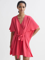Reiss Dresses | Peony Relaxed Fit Wrap Mini Dress Pink - Women