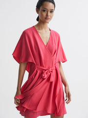 Reiss Dresses | Peony Relaxed Fit Wrap Mini Dress Pink - Women