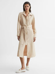 Reiss Dresses | Phoenix Linen Blend Midi Dress Black - Women