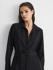 Reiss Dresses | Phoenix Linen Blend Midi Dress Black - Women