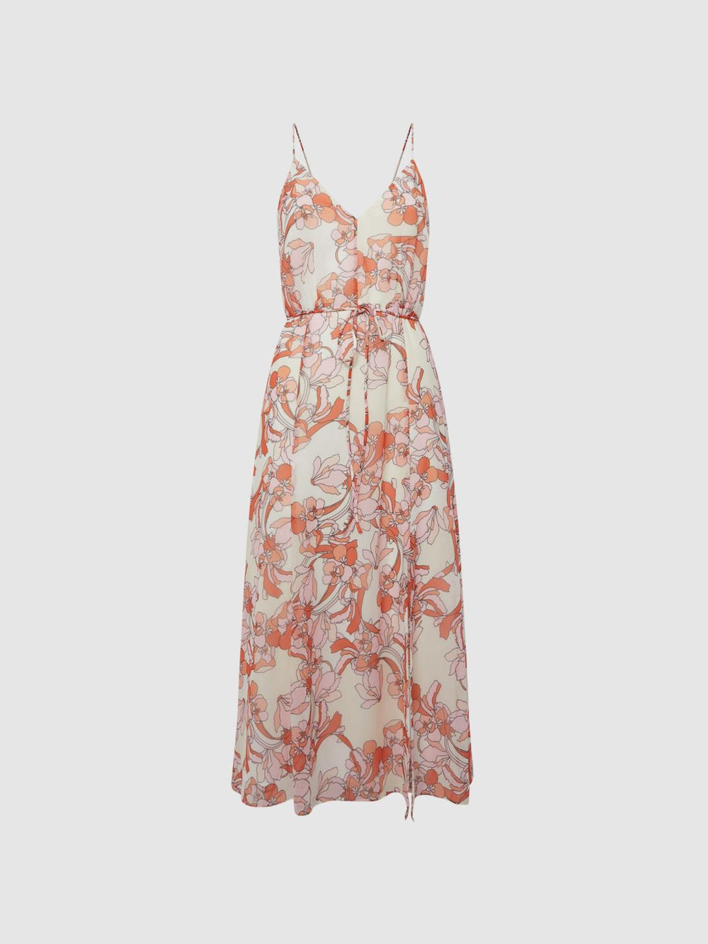 Reiss Dresses | Pippa Floral Printed Midi Dress Pale Pink - Women