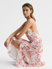 Reiss Dresses | Pippa Floral Printed Midi Dress Pale Pink - Women