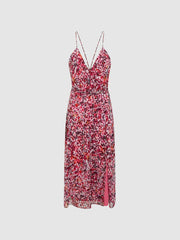 Reiss Dresses | Pippa Floral Printed Midi Dress Pink - Women