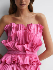 Reiss Dresses | Reed Amur Strapless Ruffle Mini Dress Ivory - Women