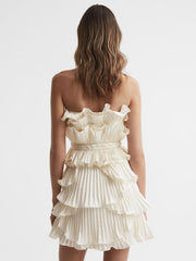 Reiss Dresses | Reed Amur Strapless Ruffle Mini Dress Ivory - Women