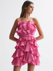 Reiss Dresses | Reed Amur Strapless Ruffle Mini Dress Ivory - Women