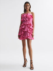 Reiss Dresses | Reed Amur Strapless Ruffle Mini Dress Ivory - Women