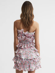 Reiss Dresses | Reed Amur Strapless Ruffle Mini Dress Rosewater Posey - Women