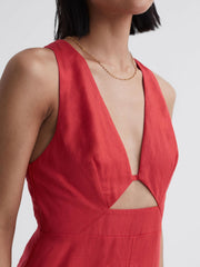 Reiss Dresses | Rhoda Cotton-Linen Midi Dress Ivory - Women