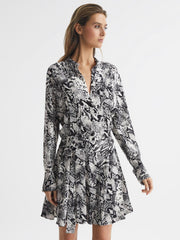 Reiss Dresses | Scarlett Animal Print Mini Dress Black/white - Women