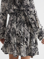 Reiss Dresses | Scarlett Animal Print Mini Dress Black/white - Women